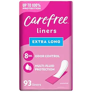 Carefree Acti-Fresh Thin Panty Liners, Soft and Flexible Feminine Care Protection, Extra Long, 93 Count