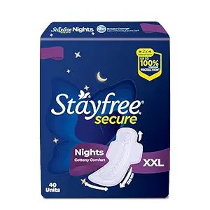 Stayfree Secure Nights XXL | 40 Pads|  | Absorbs 2x Faster