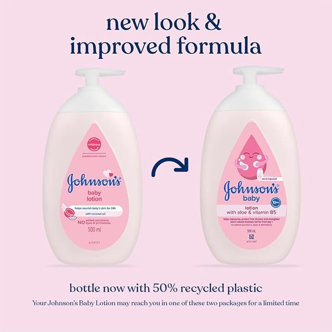 Johnson's Baby Lotion | 100% Natural Plant Oil Based | 24H Moisturized & Soft Skin | 500ml - Image 2