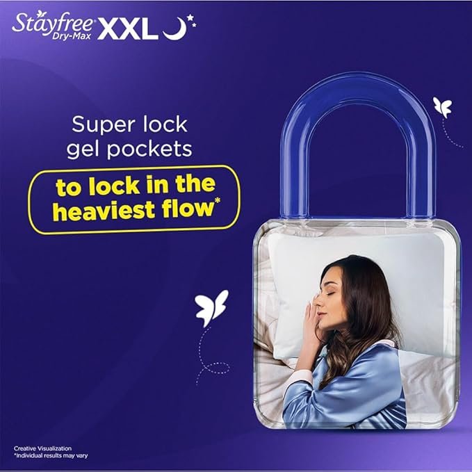 Stayfree Dry Max All Night XXl Dry Cover Sanitary Pads For Women With Wings, 42 Pieces Pack Of 1 - Image 3