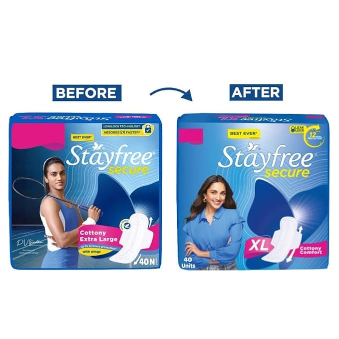 Stayfree Secure XL Sanitary Pads For Women, 40 Pads, Cottony Soft Cover - Image 3